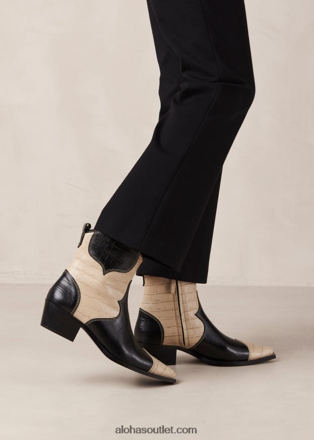mulheres buffalo - botas de couro preto e branco Alohas 4P88ZX378 croco preto branco