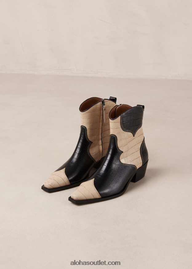 mulheres buffalo - botas de couro preto e branco Alohas 4P88ZX378 croco preto branco