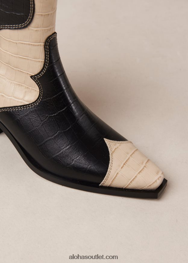 mulheres buffalo - botas de couro preto e branco Alohas 4P88ZX378 croco preto branco