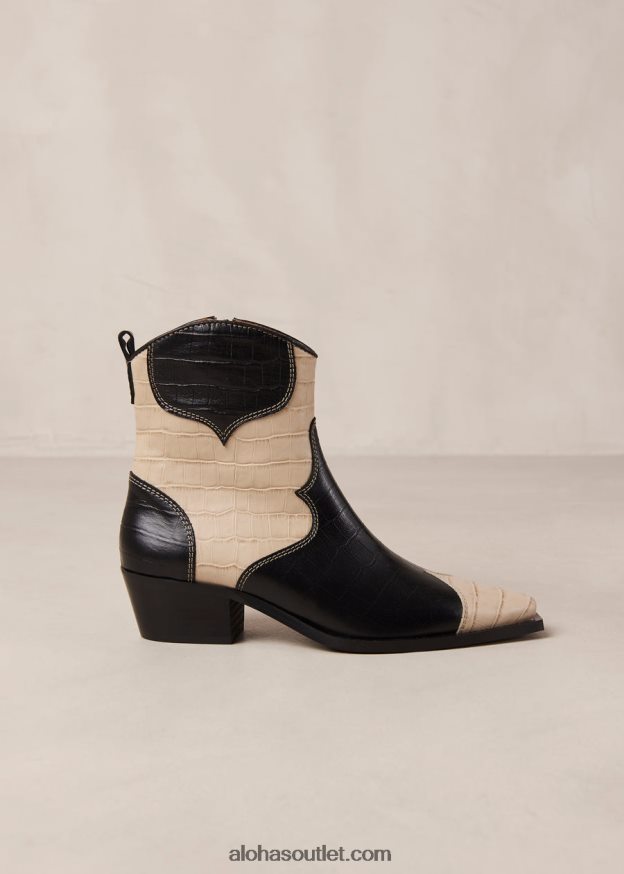 mulheres buffalo - botas de couro preto e branco Alohas 4P88ZX378 croco preto branco