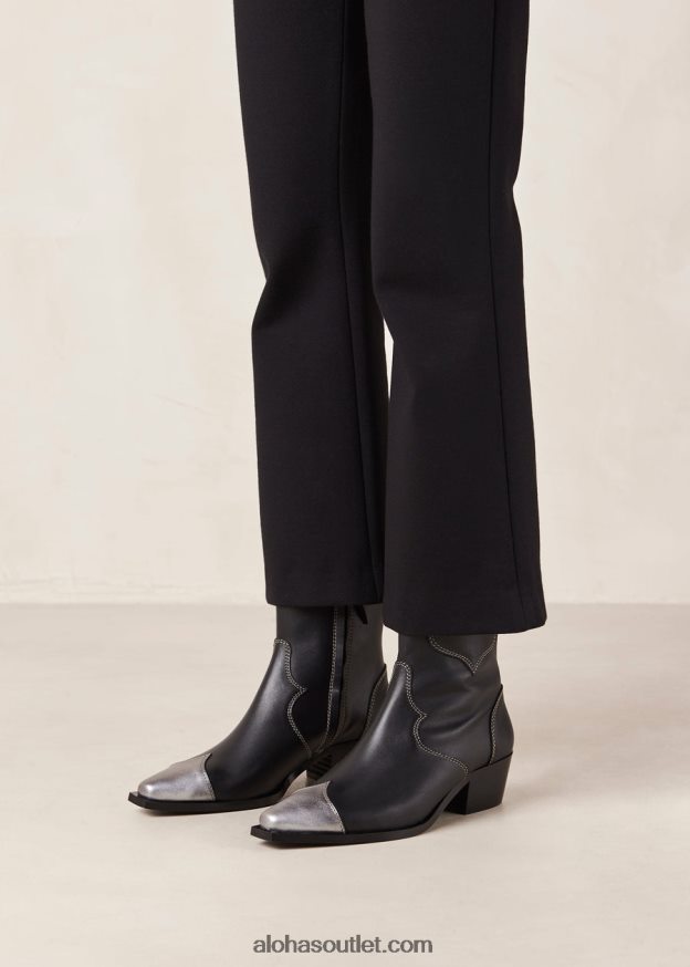 mulheres buffalo - botas de couro preto e prata Alohas 4P88ZX377 prata de búfalo