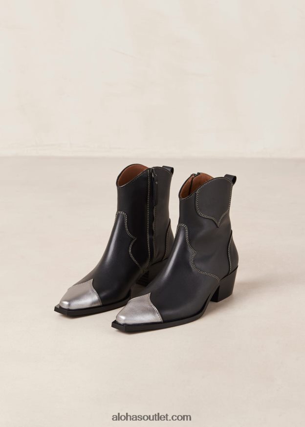 mulheres buffalo - botas de couro preto e prata Alohas 4P88ZX377 prata de búfalo