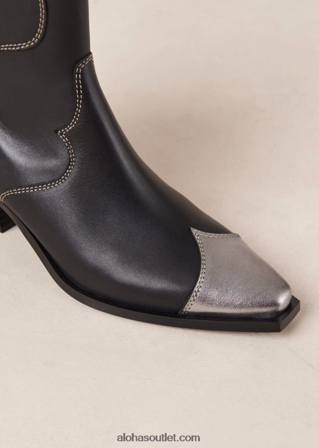 mulheres buffalo - botas de couro preto e prata Alohas 4P88ZX377 prata de búfalo
