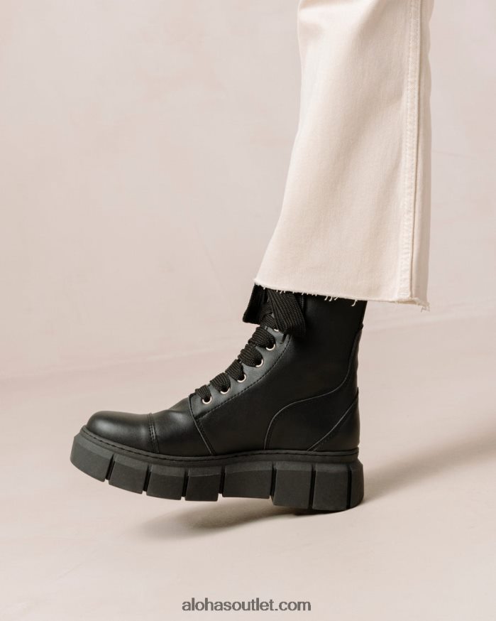 mulheres can can - bota preta de couro vegano Alohas 4P88ZX282 preto
