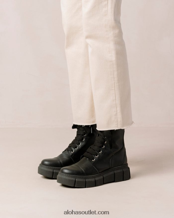 mulheres can can - bota preta de couro vegano Alohas 4P88ZX282 preto