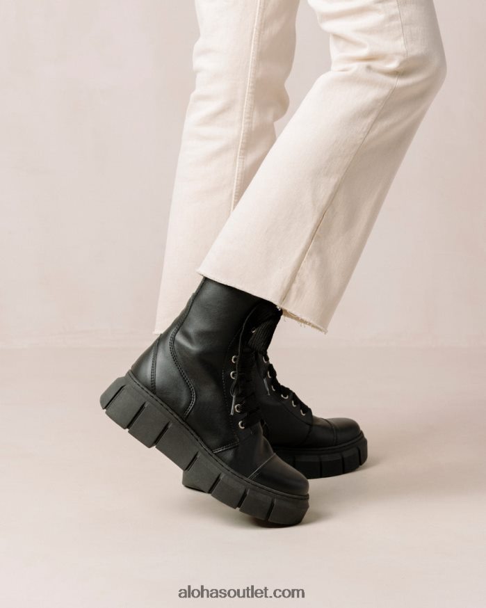 mulheres can can - bota preta de couro vegano Alohas 4P88ZX282 preto