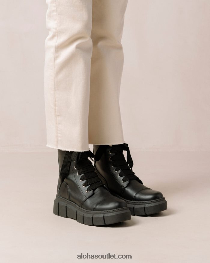 mulheres can can - bota preta de couro vegano Alohas 4P88ZX282 preto