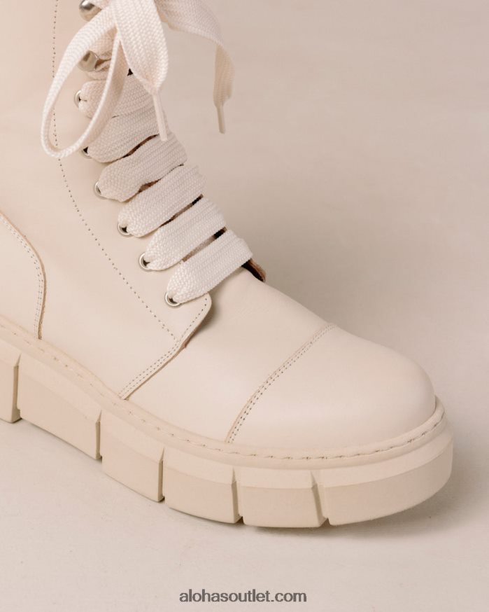 mulheres can can - botas de combate de couro bege Alohas 4P88ZX60 marfim