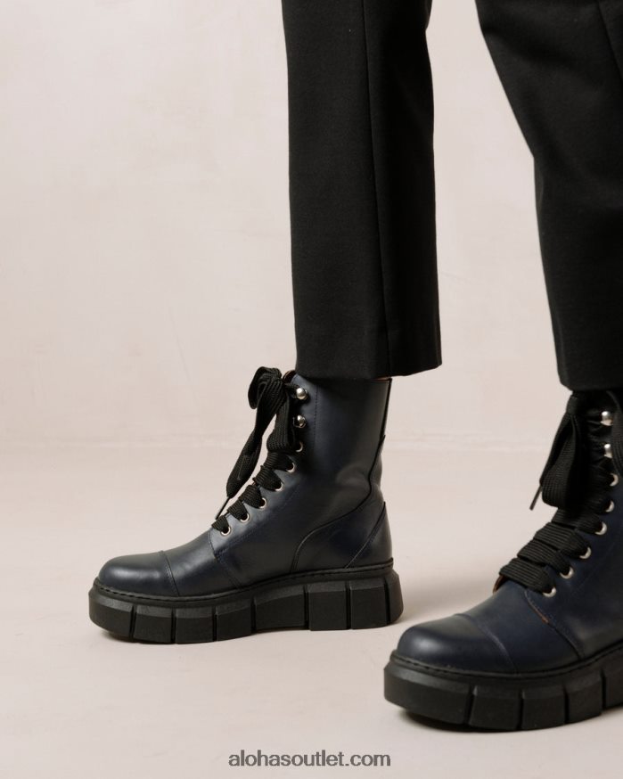 mulheres can can - botas de couro azul Alohas 4P88ZX280 azul lazúli