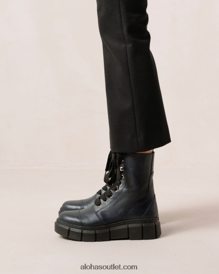 mulheres can can - botas de couro azul Alohas 4P88ZX280 azul lazúli