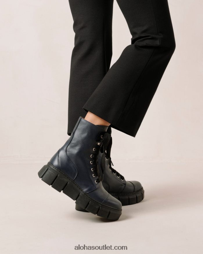 mulheres can can - botas de couro azul Alohas 4P88ZX280 azul lazúli