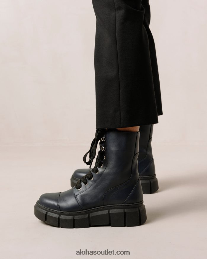 mulheres can can - botas de couro azul Alohas 4P88ZX280 azul lazúli