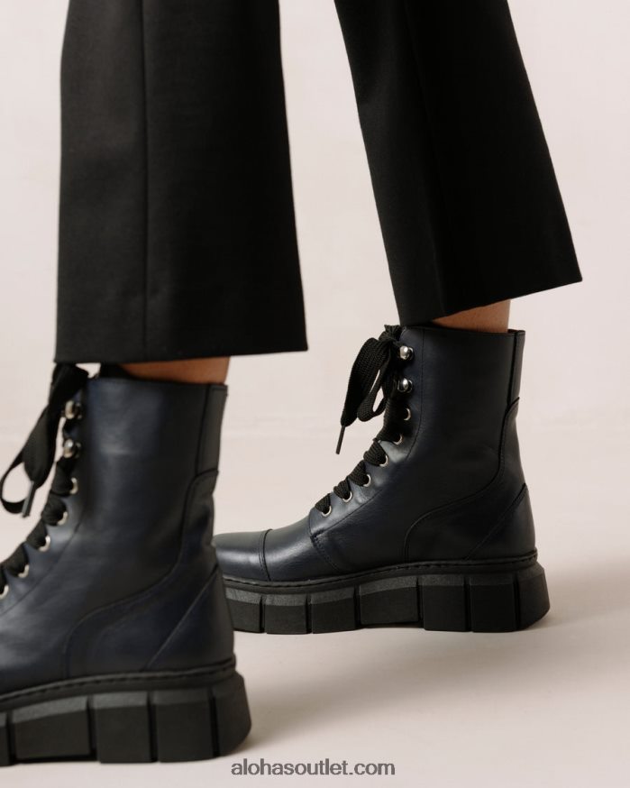 mulheres can can - botas de couro azul Alohas 4P88ZX280 azul lazúli