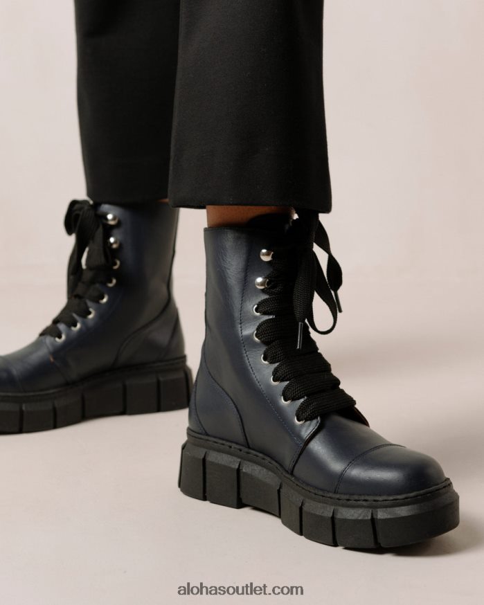 mulheres can can - botas de couro azul Alohas 4P88ZX280 azul lazúli