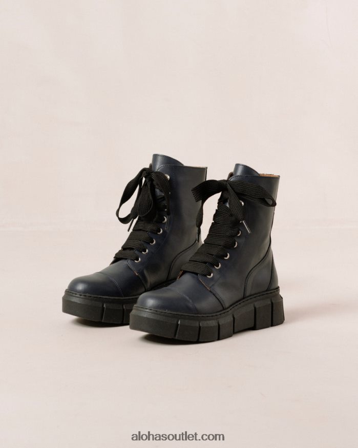 mulheres can can - botas de couro azul Alohas 4P88ZX280 azul lazúli