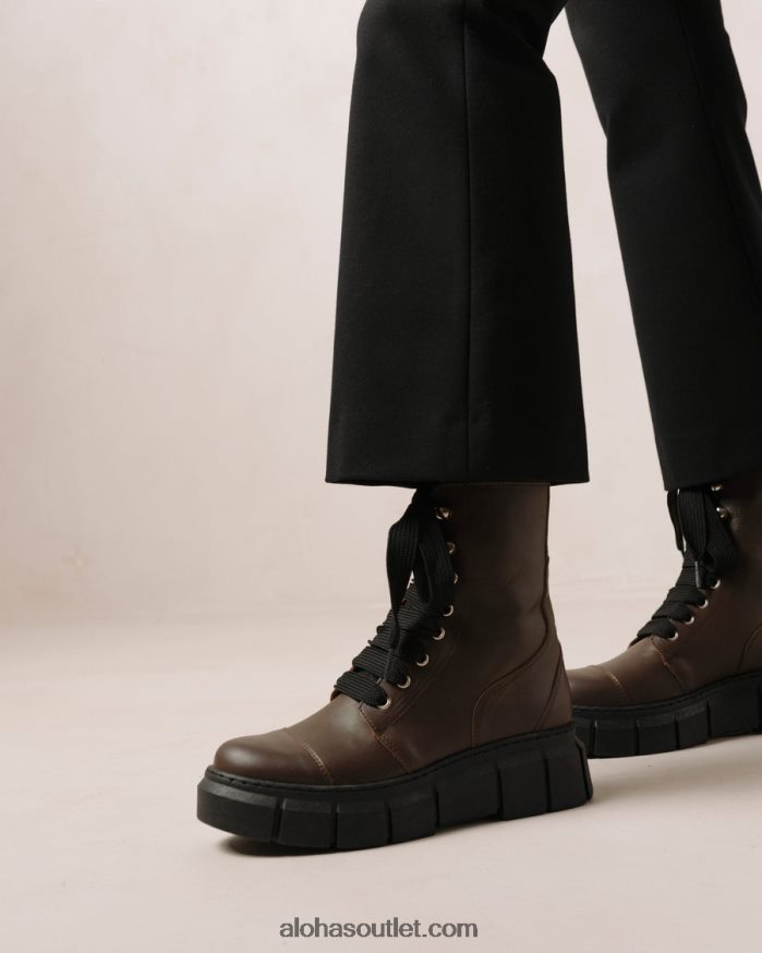 mulheres can can - botas de couro marrom Alohas 4P88ZX281 marrom café
