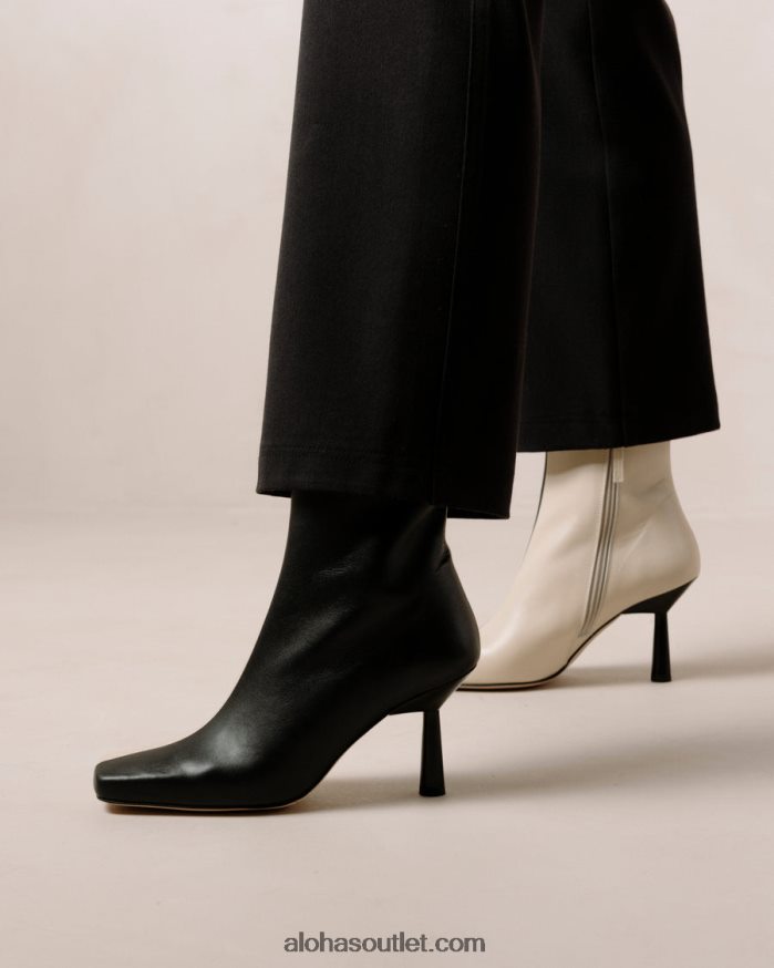 mulheres frappã© - bota de couro preto e branco Alohas 4P88ZX573 creme preto