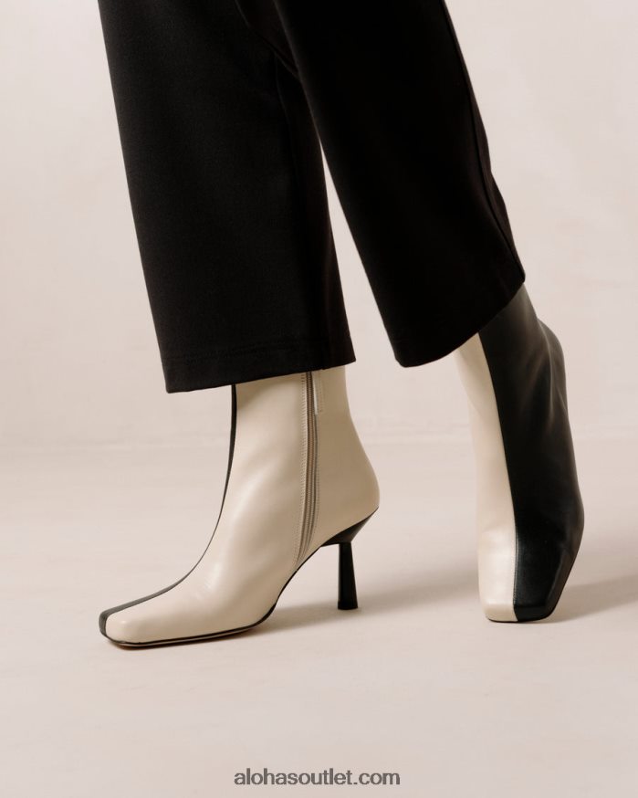 mulheres frappã© - bota de couro preto e branco Alohas 4P88ZX573 creme preto