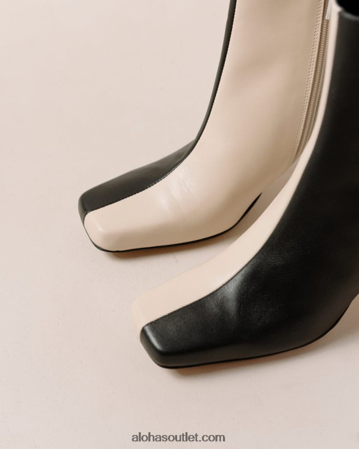 mulheres frappã© - bota de couro preto e branco Alohas 4P88ZX573 creme preto
