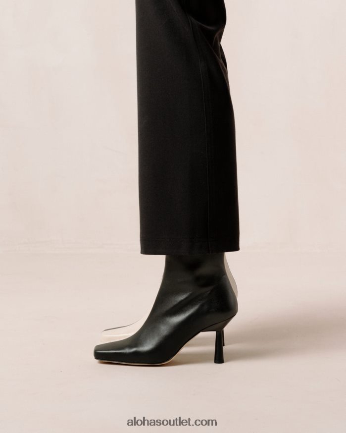 mulheres frappã© - bota de couro preto e branco Alohas 4P88ZX573 creme preto