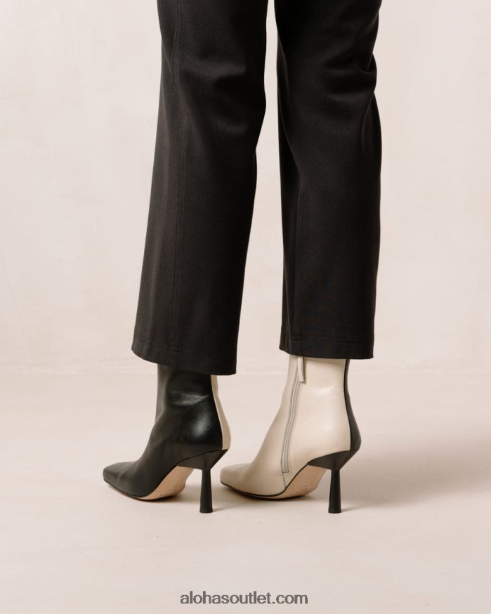 mulheres frappã© - bota de couro preto e branco Alohas 4P88ZX573 creme preto