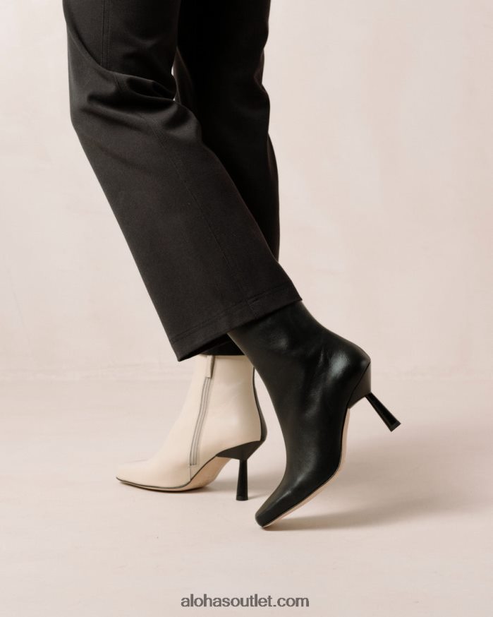 mulheres frappã© - bota de couro preto e branco Alohas 4P88ZX573 creme preto