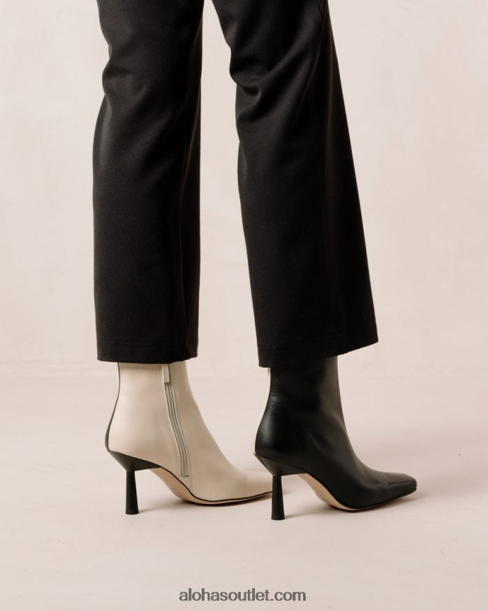 mulheres frappã© - bota de couro preto e branco Alohas 4P88ZX573 creme preto