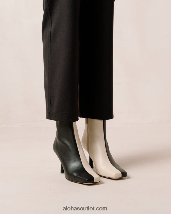 mulheres frappã© - bota de couro preto e branco Alohas 4P88ZX573 creme preto