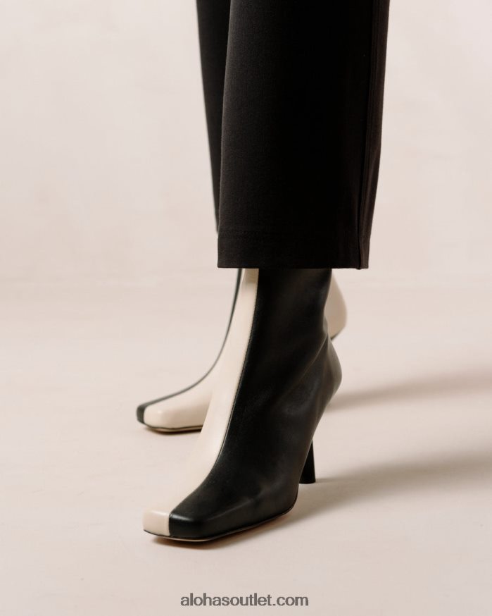 mulheres frappã© - bota de couro preto e branco Alohas 4P88ZX573 creme preto