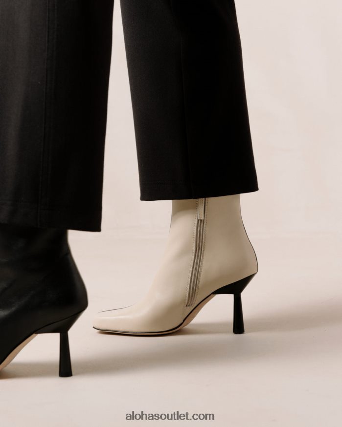 mulheres frappã© - bota de couro preto e branco Alohas 4P88ZX573 creme preto