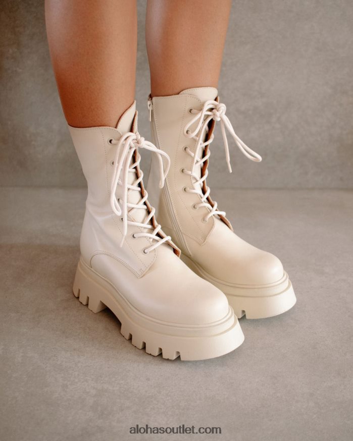 mulheres globetrotter - botas de couro branco Alohas 4P88ZX306 marfim