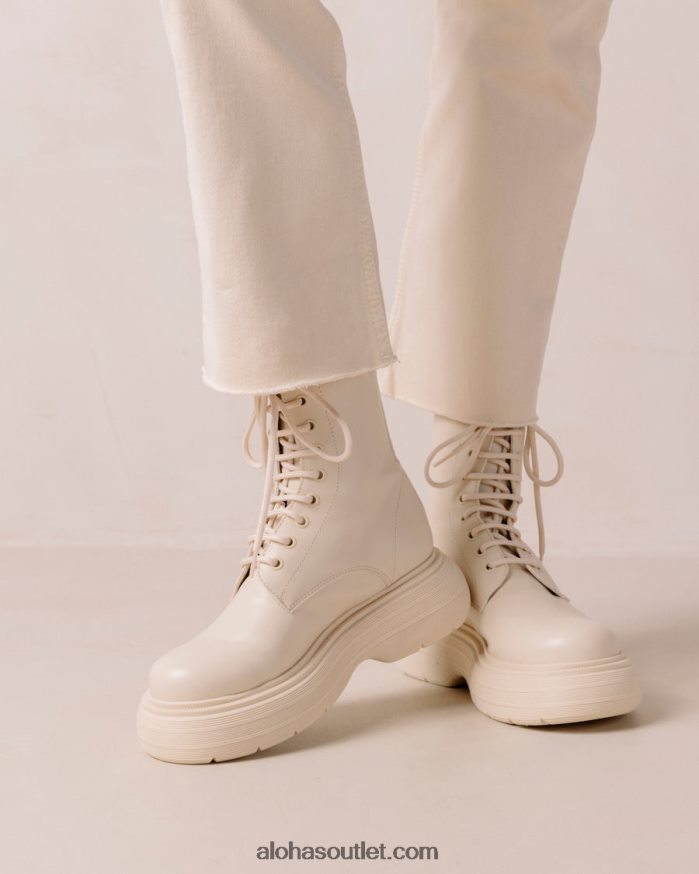 mulheres gouache - bota branca de couro vegano Alohas 4P88ZX484 branco quente