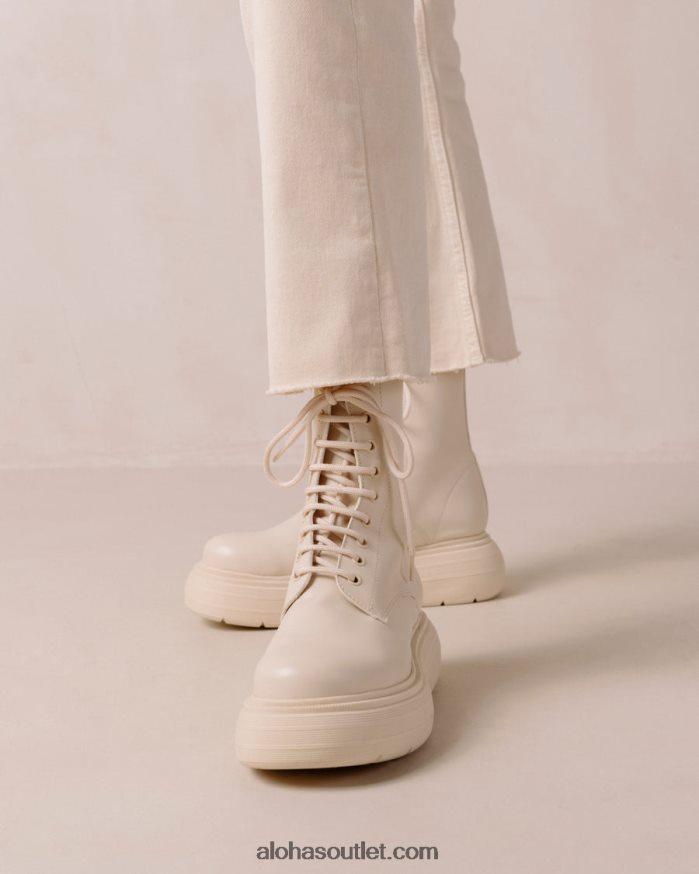 mulheres gouache - bota branca de couro vegano Alohas 4P88ZX484 branco quente