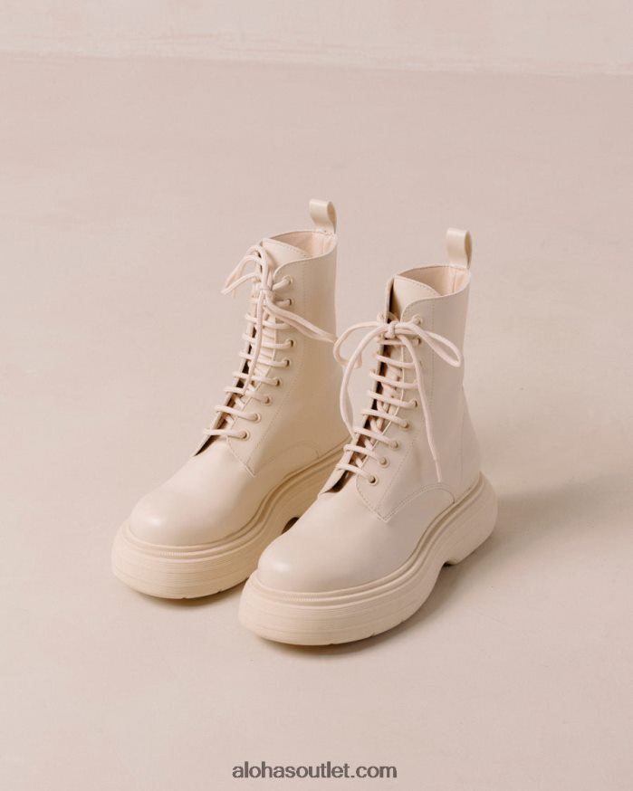 mulheres gouache - bota branca de couro vegano Alohas 4P88ZX484 branco quente