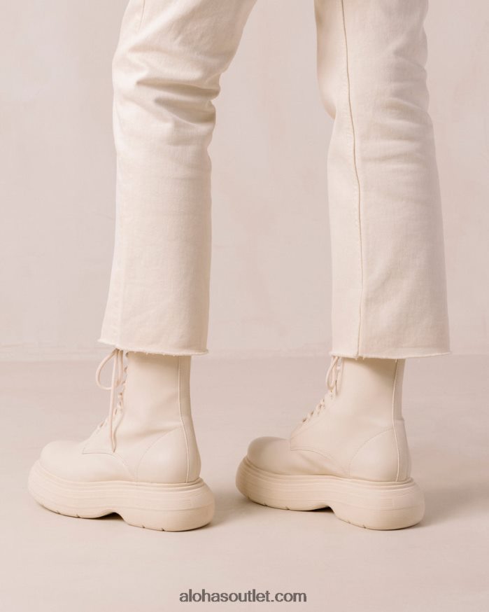 mulheres gouache - bota branca de couro vegano Alohas 4P88ZX484 branco quente
