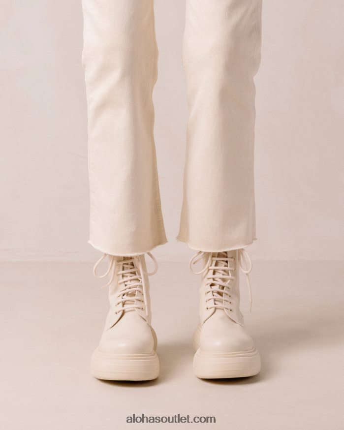 mulheres gouache - bota branca de couro vegano Alohas 4P88ZX484 branco quente