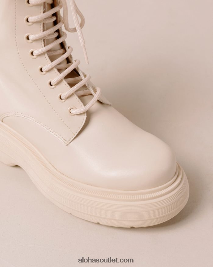 mulheres gouache - bota branca de couro vegano Alohas 4P88ZX484 branco quente