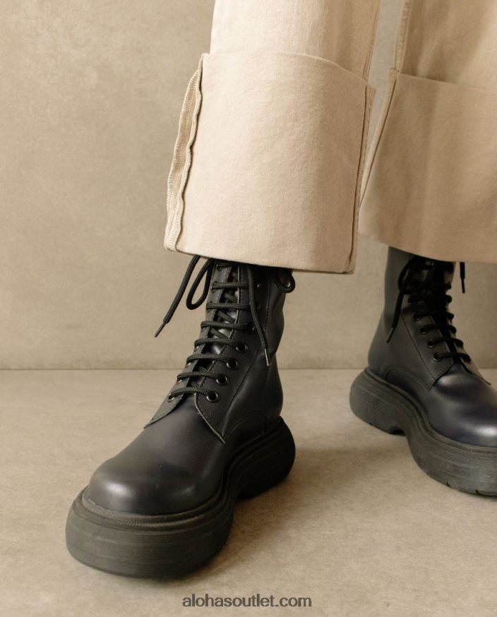 mulheres gouache - bota preta de couro vegano Alohas 4P88ZX486 preto