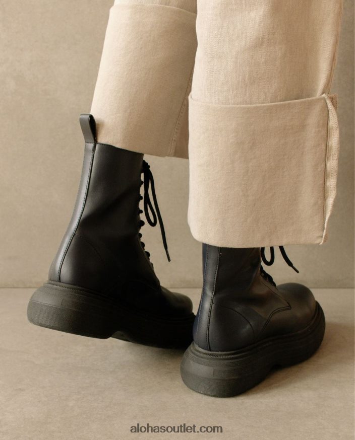 mulheres gouache - bota preta de couro vegano Alohas 4P88ZX486 preto