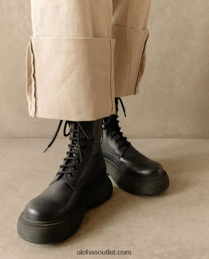 mulheres gouache - bota preta de couro vegano Alohas 4P88ZX486 preto