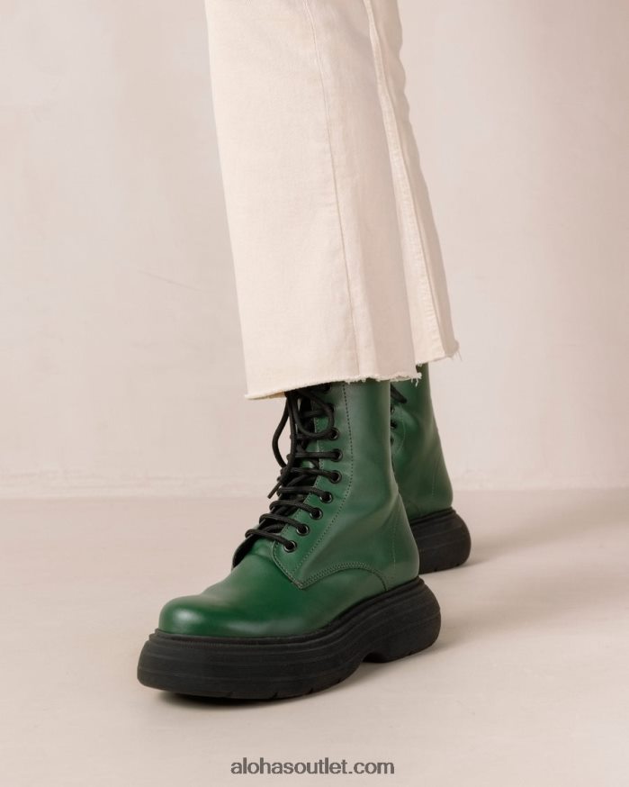 mulheres gouache - bota verde de couro vegano Alohas 4P88ZX485 pepino verde
