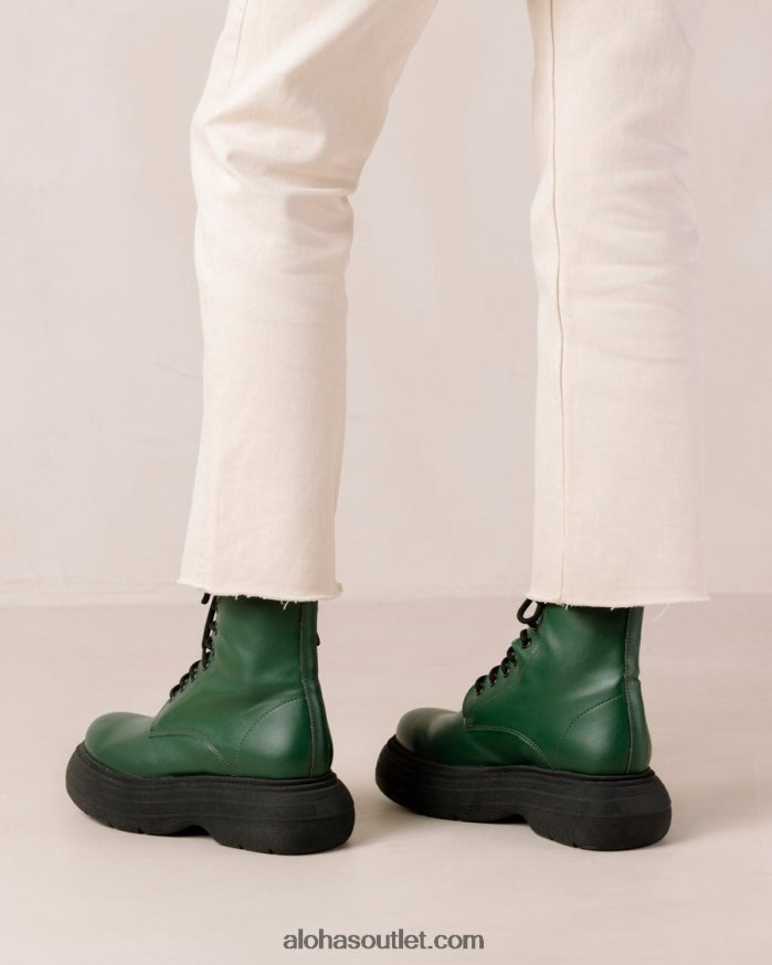mulheres gouache - bota verde de couro vegano Alohas 4P88ZX485 pepino verde