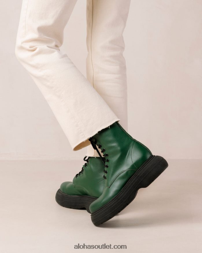 mulheres gouache - bota verde de couro vegano Alohas 4P88ZX485 pepino verde