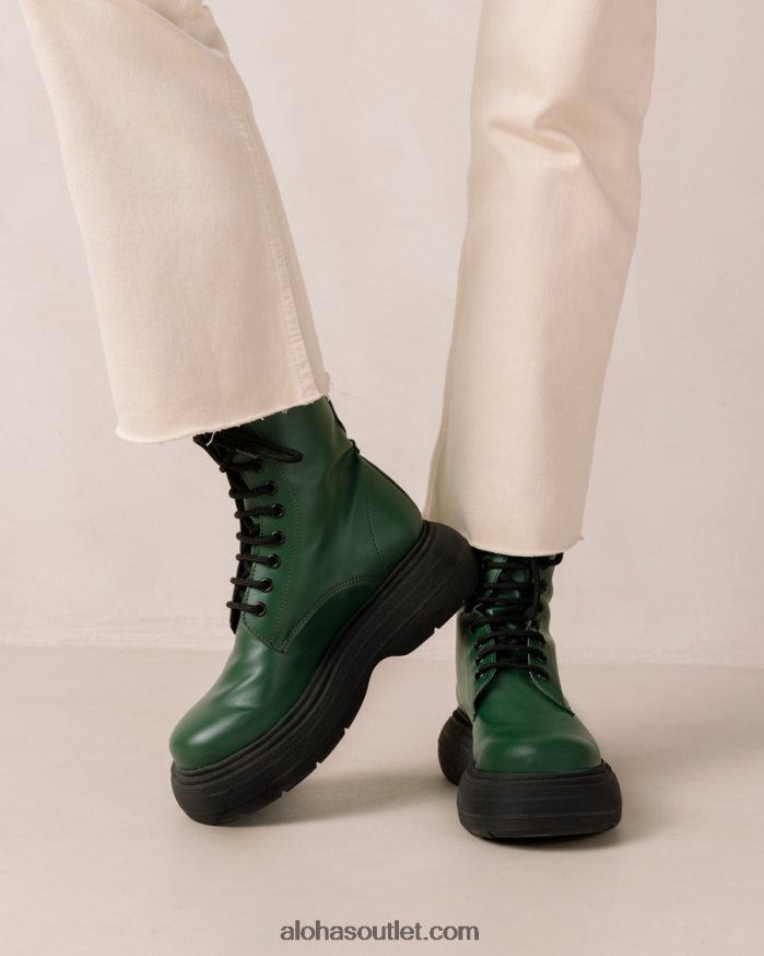 mulheres gouache - bota verde de couro vegano Alohas 4P88ZX485 pepino verde