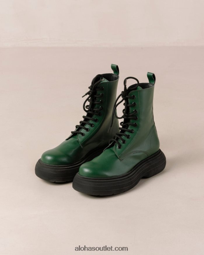 mulheres gouache - bota verde de couro vegano Alohas 4P88ZX485 pepino verde