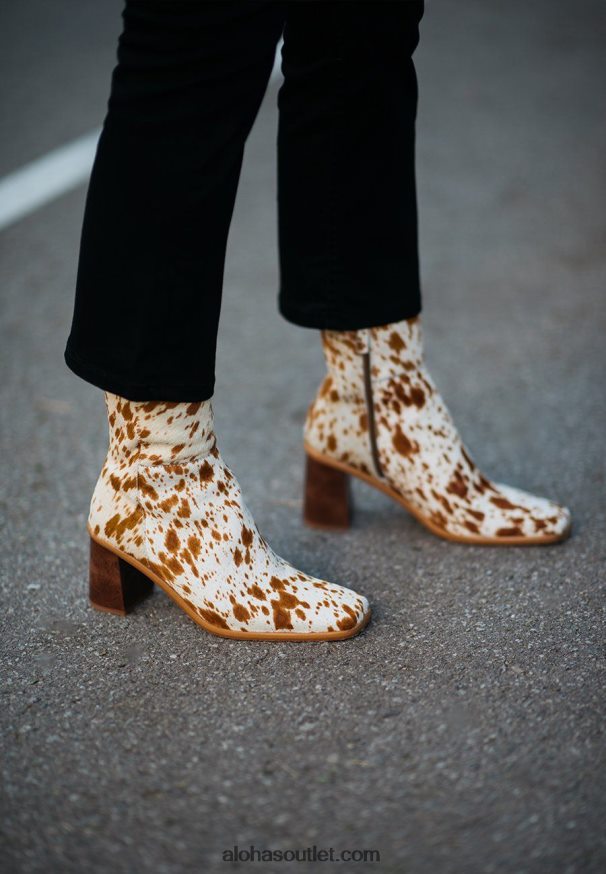 mulheres oeste - botas marrons Alohas 4P88ZX461 pequena vaca impressão marrom