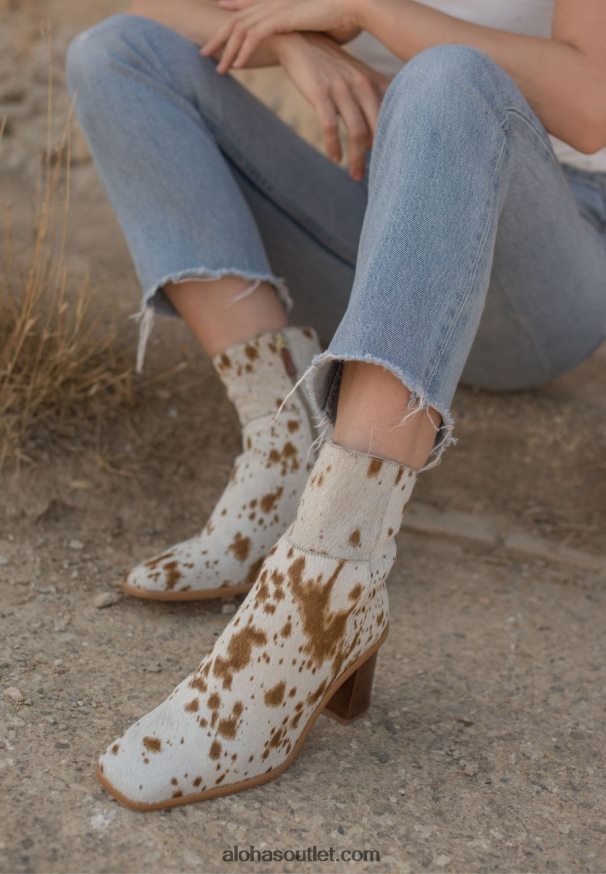 mulheres oeste - botas marrons Alohas 4P88ZX461 pequena vaca impressão marrom