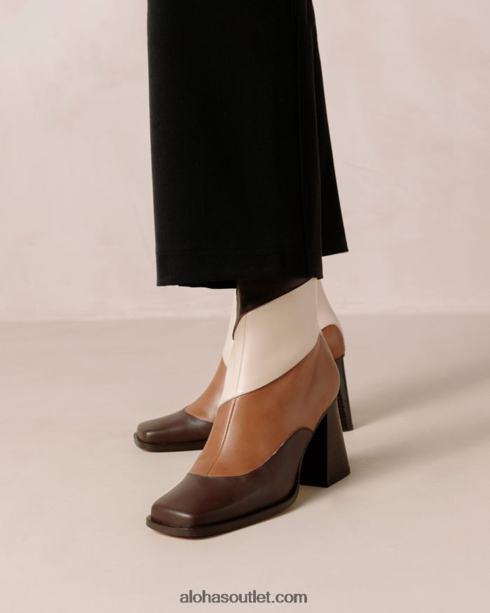 mulheres patchwork sul - botas de pele branca e castanha Alohas 4P88ZX208 caleidoscópio marrom café
