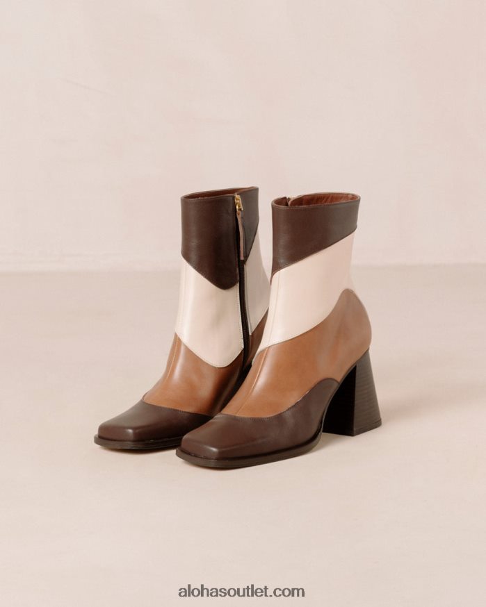 mulheres patchwork sul - botas de pele branca e castanha Alohas 4P88ZX208 caleidoscópio marrom café