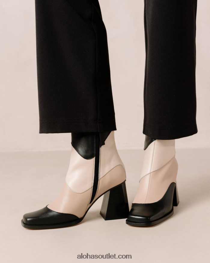 mulheres patchwork sul - botas de pele preta e bege Alohas 4P88ZX207 caleidoscópio preto